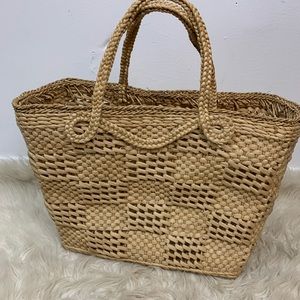 Vintage woven straw basket bag